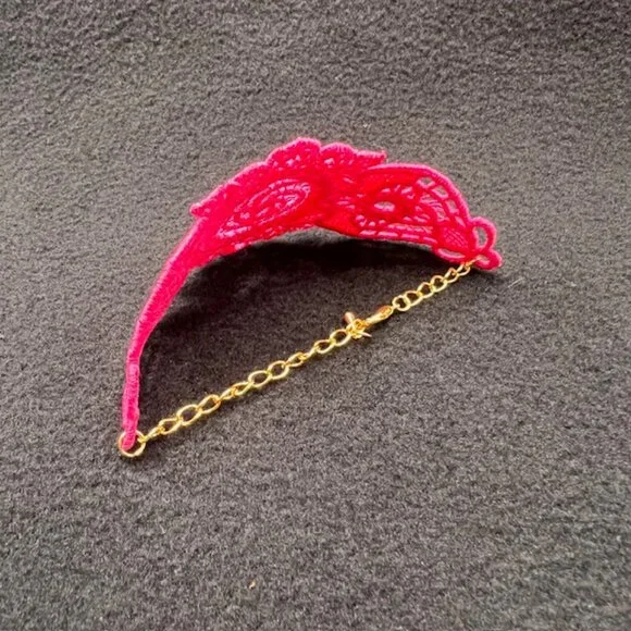 Homemade Pink With Gold Hardware Lace Bracelet - Picture 4 of 5